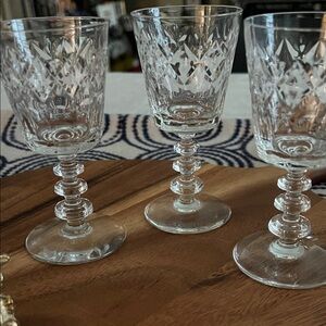 Rock Sharpe cordial Westminster glass, stacked disk stem intricate diamond-cut.
